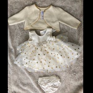 Baby girl white and gold dress